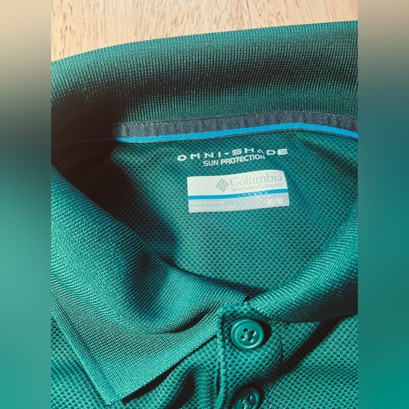 Columbia Men's Green Omni-shade Sun Protection Short Sleeve Polo Shirt Medium - Picture 2 of 7